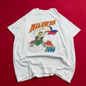 Milenya 2000 Mabuhay Philippines Graphic T-Shirt White Mens size Large Y2K Pinoy